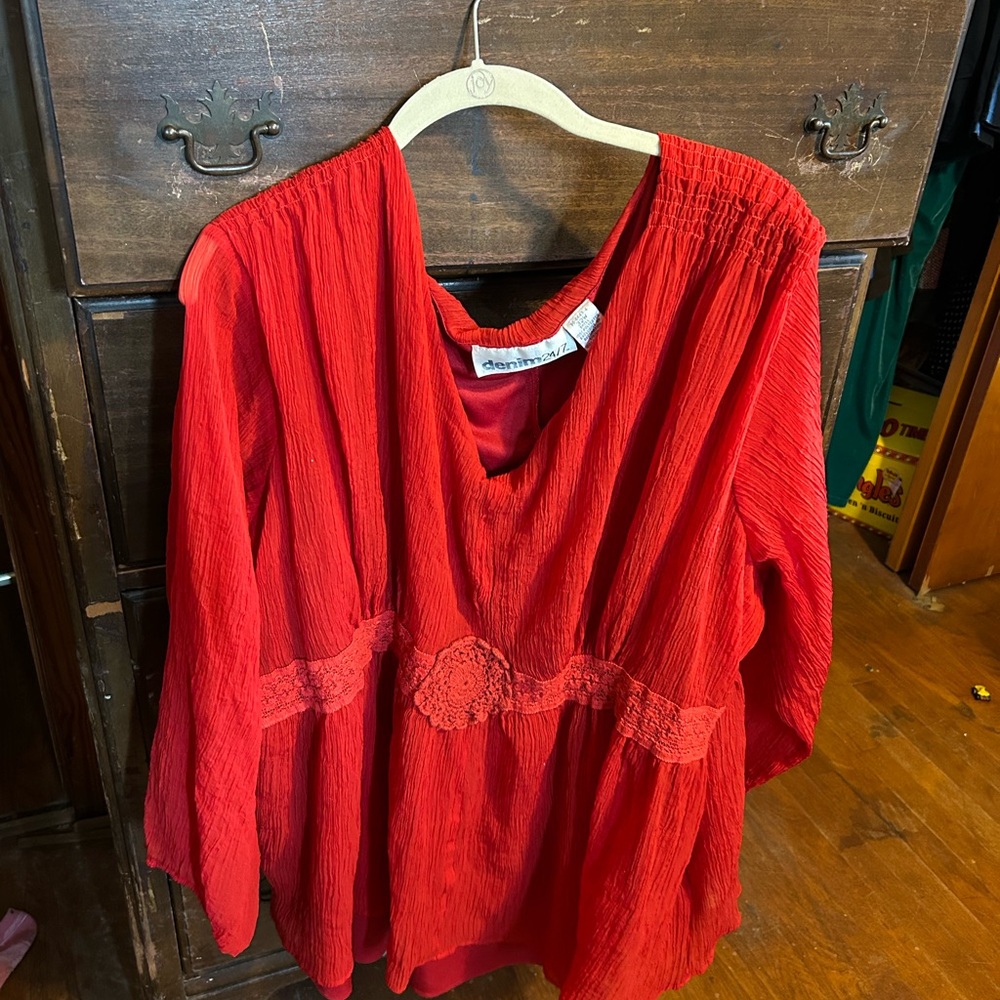 Denim 24/7 Vibrant Red Blouse